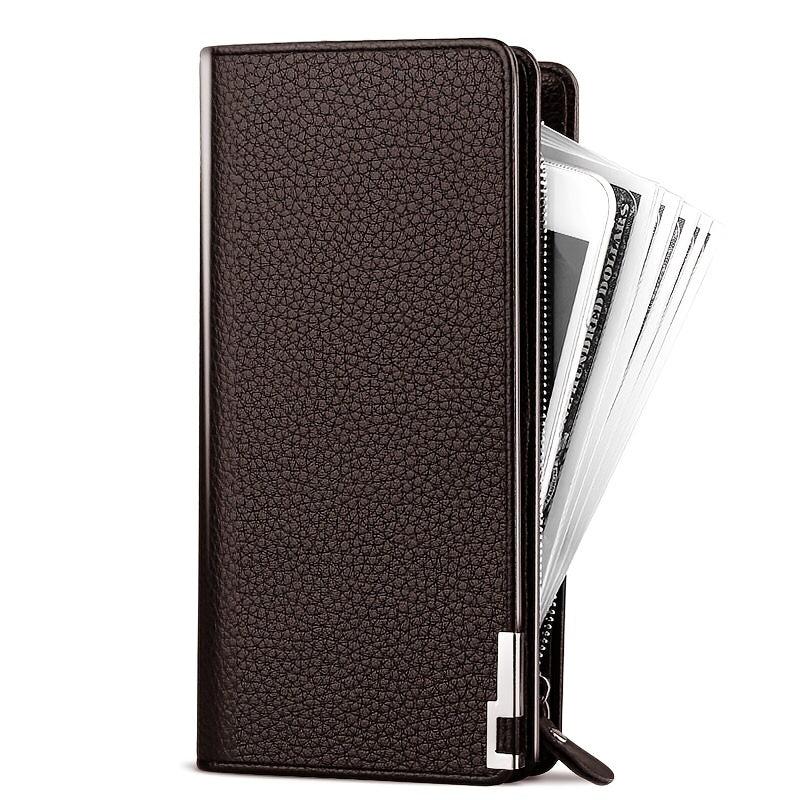 Men's Leather Zipper Long Wallet Business Large Wallet