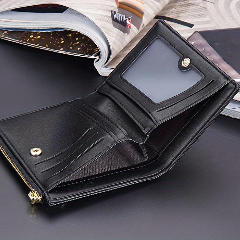 Men's Short Zipper Wallet PU Leather Card Holder