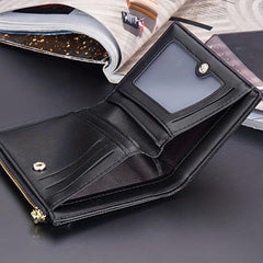 Men's Short Zipper Wallet PU Leather Card Holder