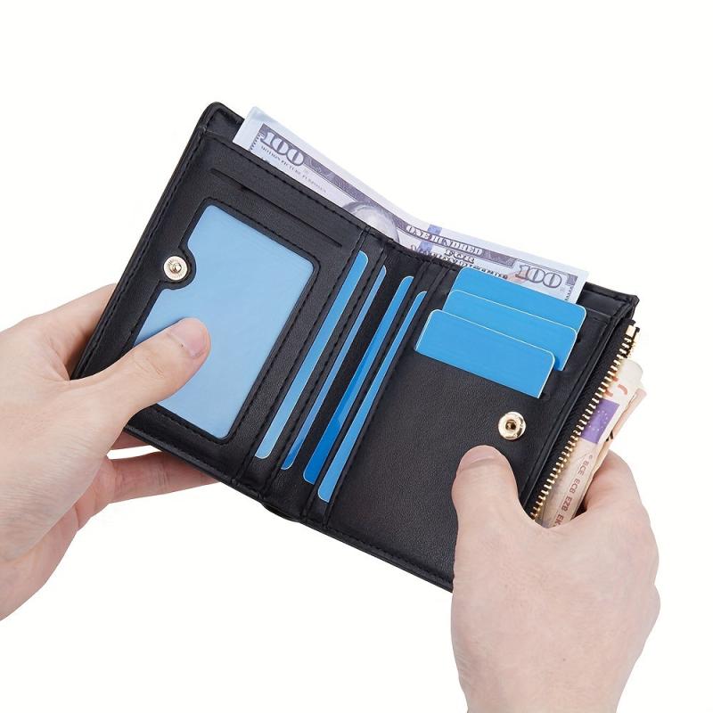 Men's Short Zipper Wallet PU Leather Card Holder