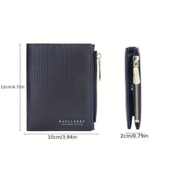 Men's Short Zipper Wallet PU Leather Card Holder