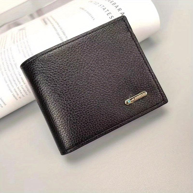 Men's Leather Short Wallet Card Holder Large Capacity Horizontal Wallet