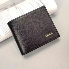 Men's Leather Short Wallet Card Holder Large Capacity Horizontal Wallet