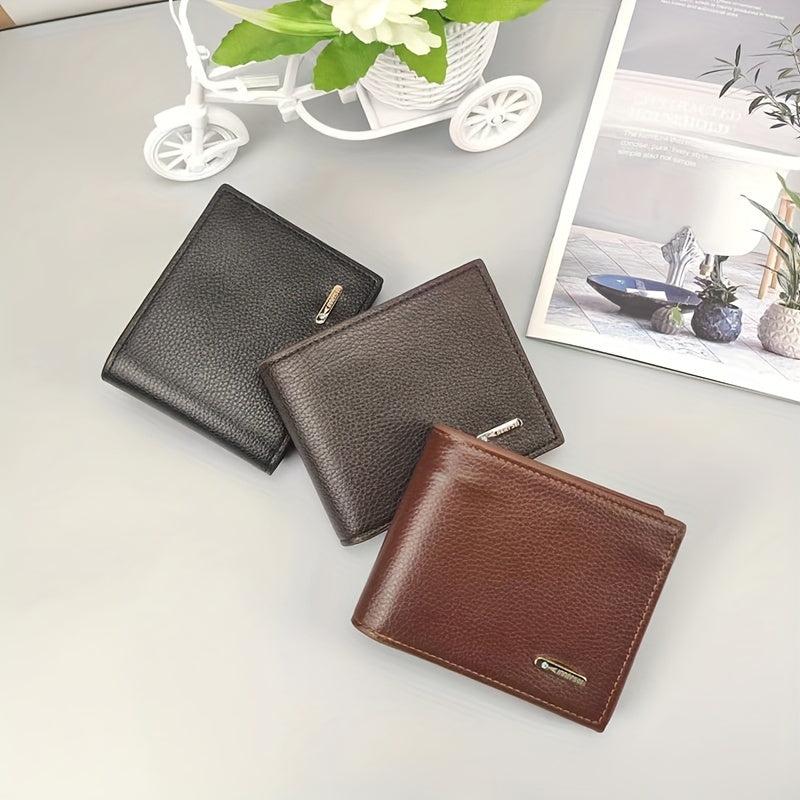 Men's Leather Short Wallet Card Holder Large Capacity Horizontal Wallet