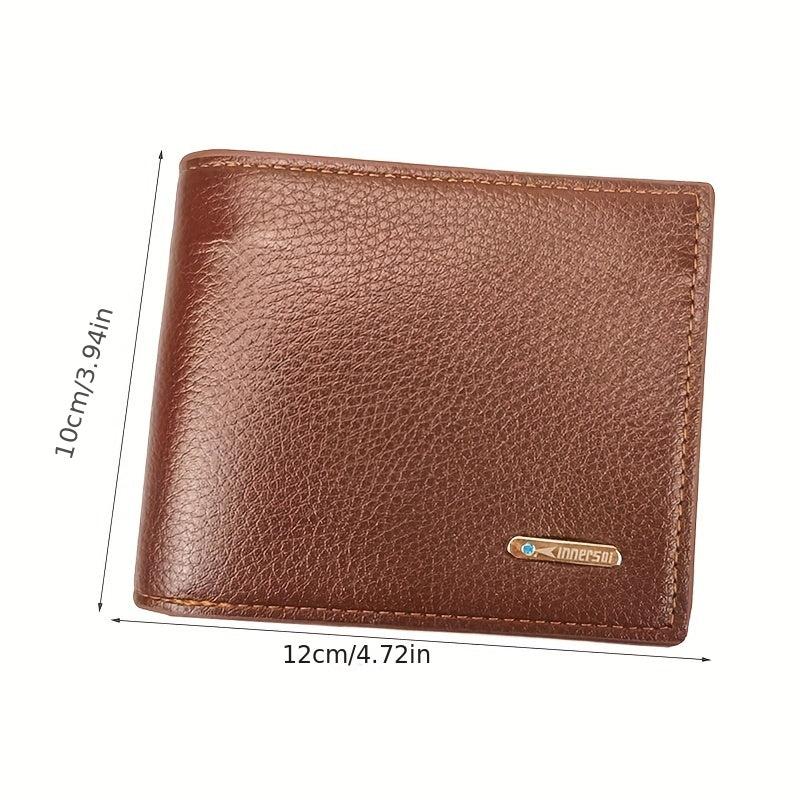 Men's Leather Short Wallet Card Holder Large Capacity Horizontal Wallet