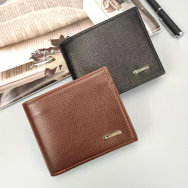 Men's Leather Short Wallet Card Holder Large Capacity Horizontal Wallet