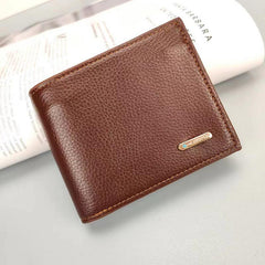 Men's Leather Short Wallet Card Holder Large Capacity Horizontal Wallet