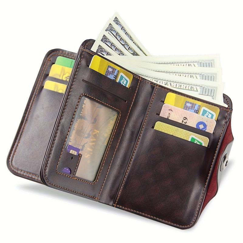 Men's Short Wallet Large Capacity Magnetic Buckle Wallet
