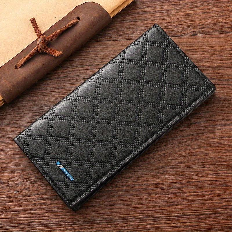 Men's Rhombus Card Thin Leather Wallet Soft Business Jacket