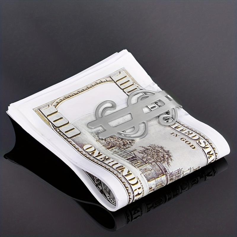 Dollar Symbol Stainless Steel Change Clip Glossy Money Storage