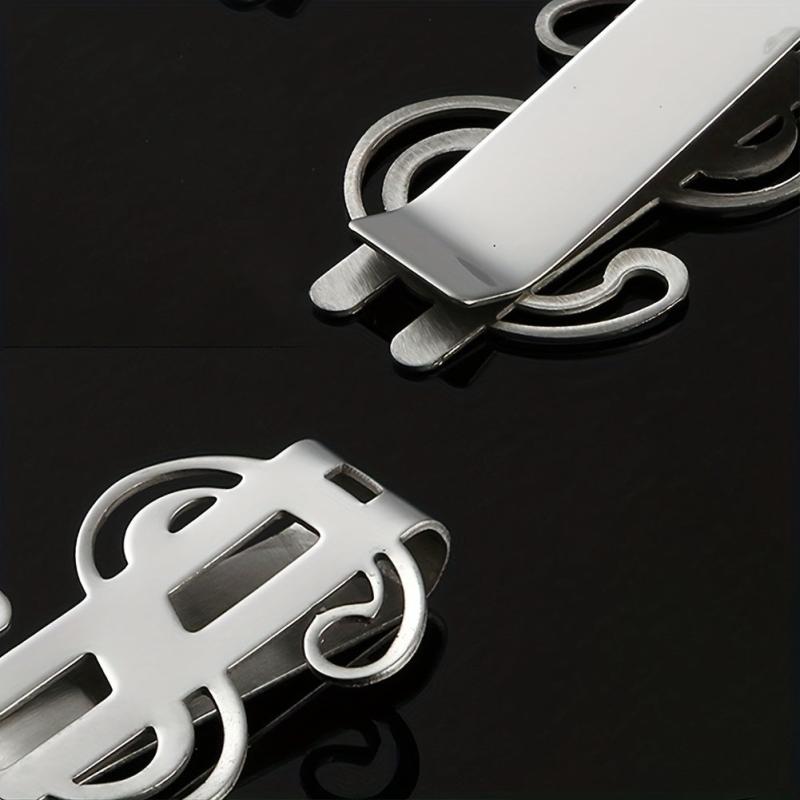 Dollar Symbol Stainless Steel Change Clip Glossy Money Storage