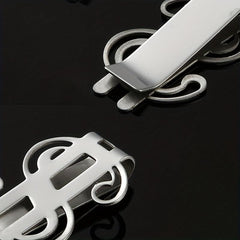 Dollar Symbol Stainless Steel Change Clip Glossy Money Storage