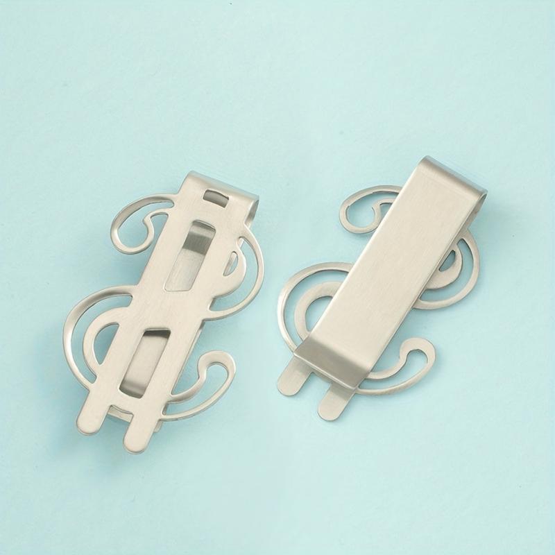 Dollar Symbol Stainless Steel Change Clip Glossy Money Storage