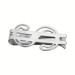 Dollar Symbol Stainless Steel Change Clip Glossy Money Storage
