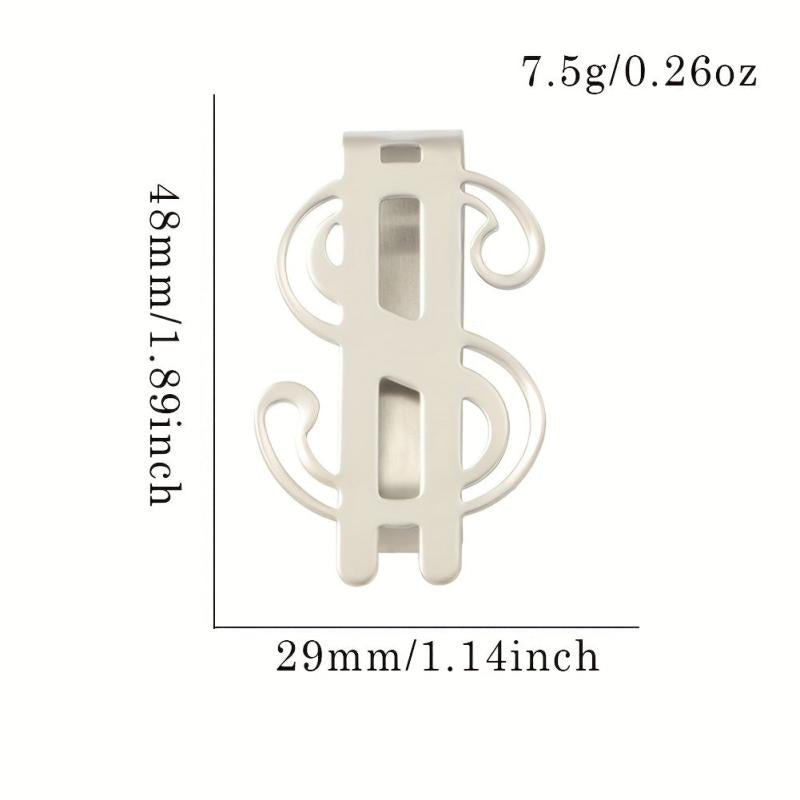 Dollar Symbol Stainless Steel Change Clip Glossy Money Storage