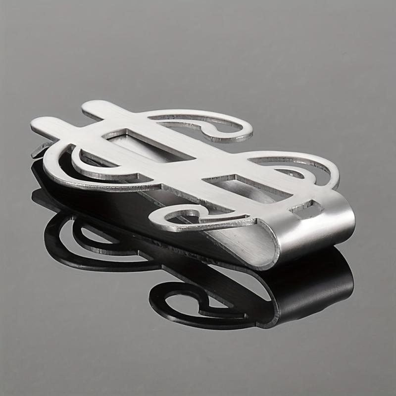 Dollar Symbol Stainless Steel Change Clip Glossy Money Storage