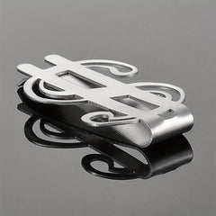 Dollar Symbol Stainless Steel Change Clip Glossy Money Storage