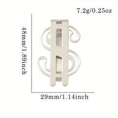 Dollar Symbol Stainless Steel Change Clip Glossy Money Storage