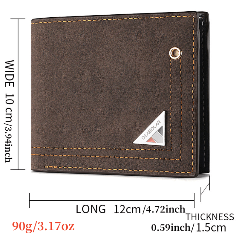 Men's Leather Short Wallet Money Clip Bifold card Holder Purse