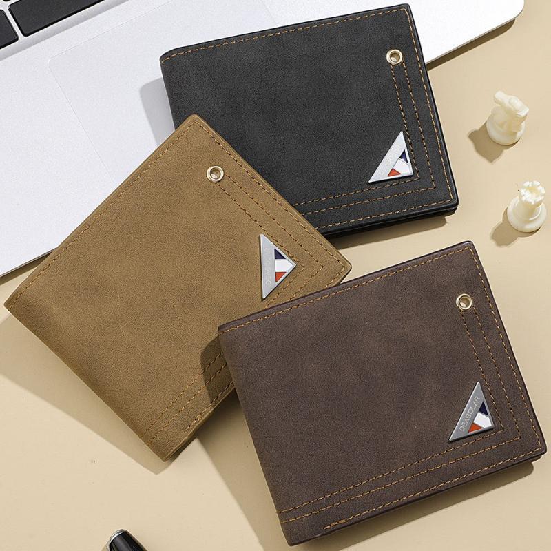 Men's Leather Short Wallet Money Clip Bifold card Holder Purse