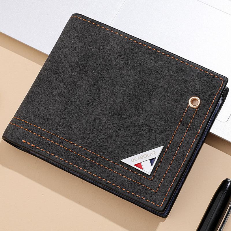 Men's Leather Short Wallet Money Clip Bifold card Holder Purse