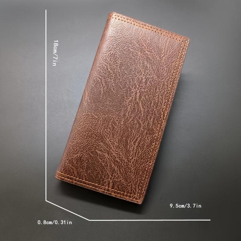 Men's Long Wallet Retro Style Brown Leather Wallet