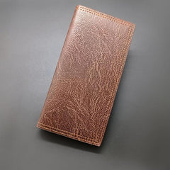 Men's Long Wallet Retro Style Brown Leather Wallet