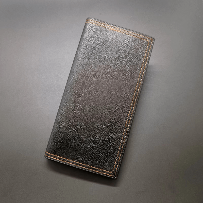 Men's Long Wallet Retro Style Brown Leather Wallet
