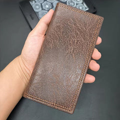 Men's Long Wallet Retro Style Brown Leather Wallet
