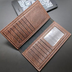 Men's Long Wallet Retro Style Brown Leather Wallet