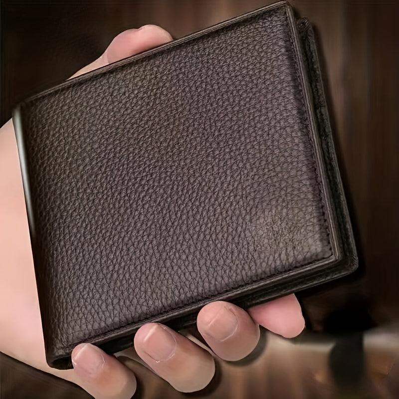 Men's Litchi Embossed Short Wallet Money Clip