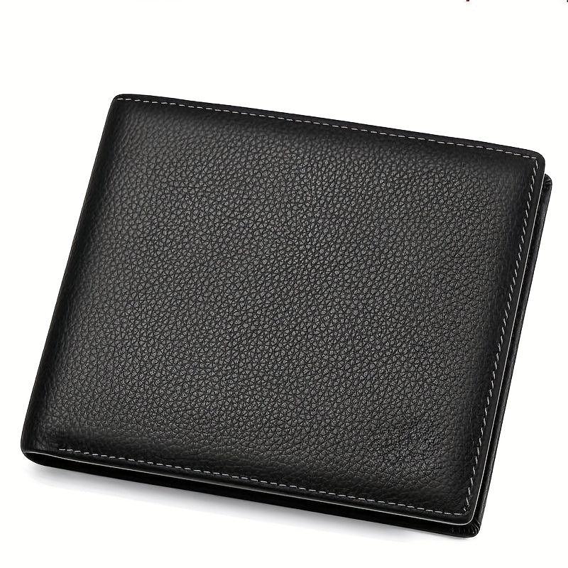Men's Litchi Embossed Short Wallet Money Clip