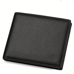 Men's Litchi Embossed Short Wallet Money Clip