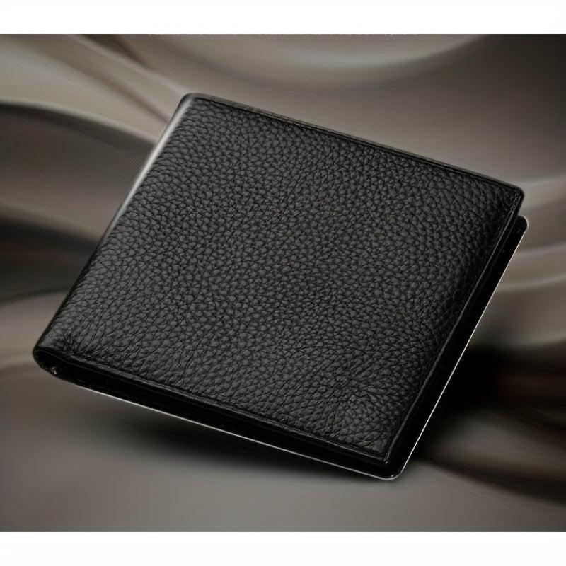 Men's Litchi Embossed Short Wallet Money Clip