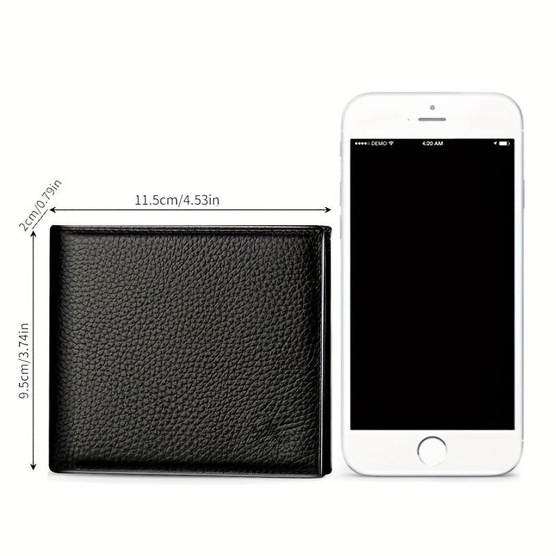 Men's Litchi Embossed Short Wallet Money Clip
