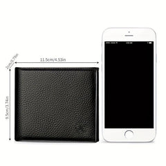 Men's Litchi Embossed Short Wallet Money Clip