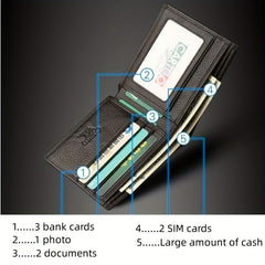 Men's Litchi Embossed Short Wallet Money Clip
