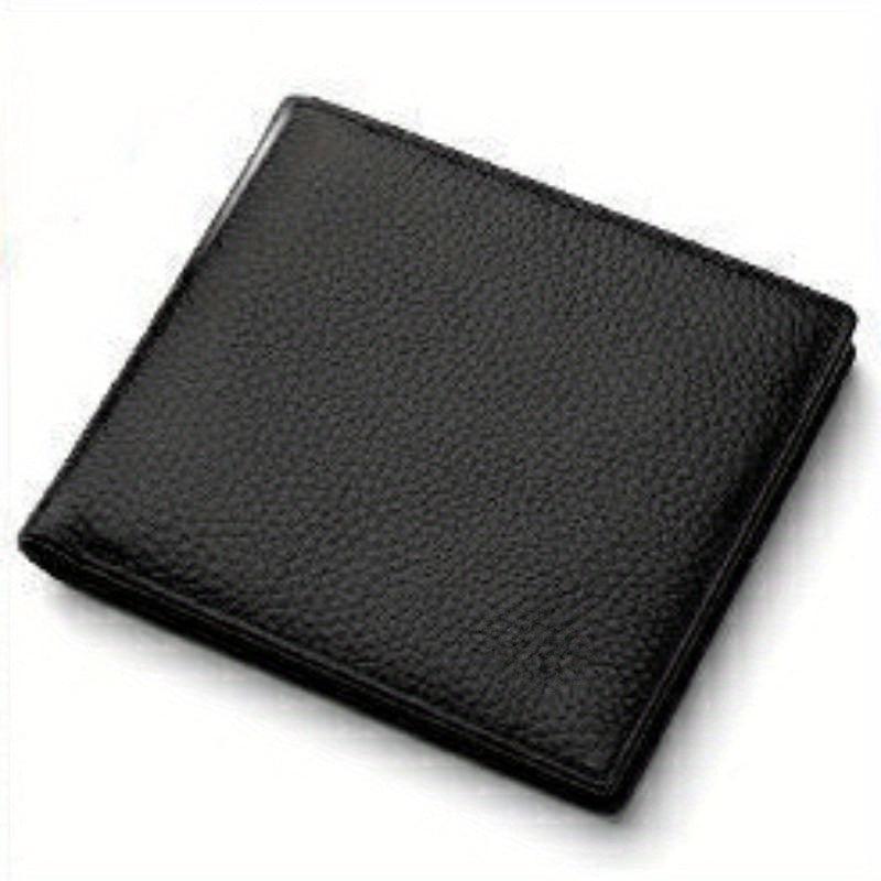 Men's Litchi Embossed Short Wallet Money Clip