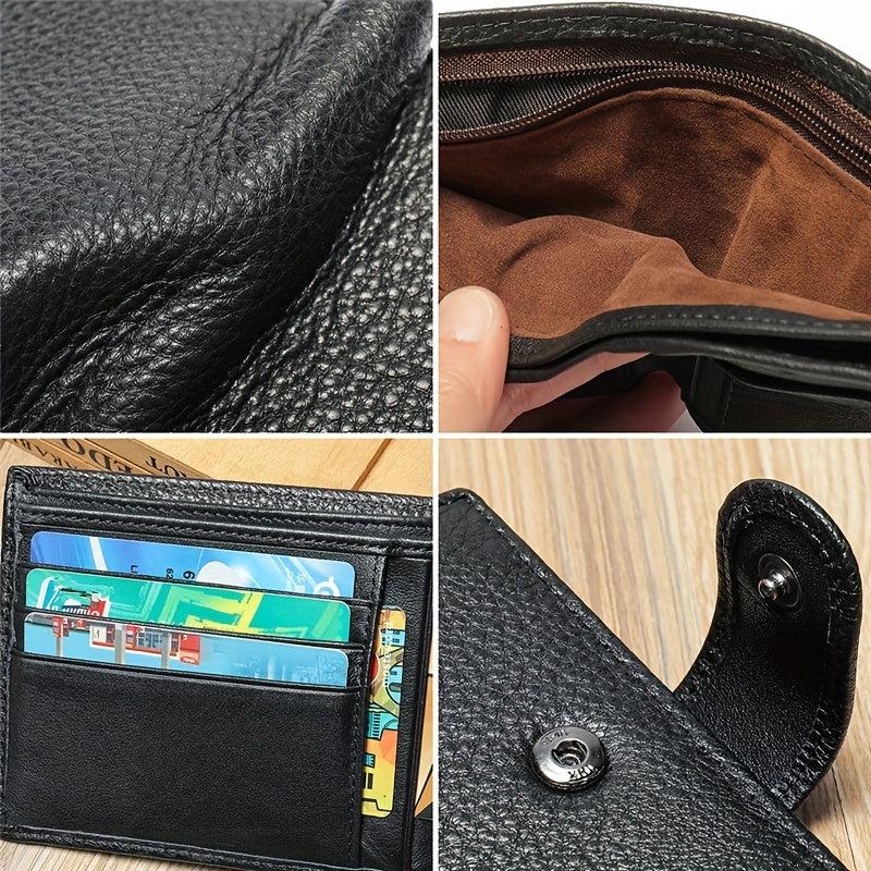 Men's Short Cow Leather Coin Purse Hasp Wallet