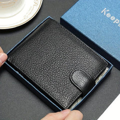 Men's Short Cow Leather Coin Purse Hasp Wallet