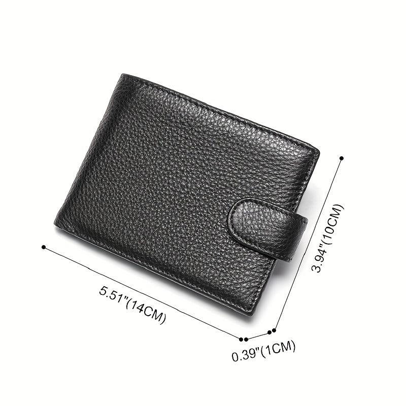 Men's Short Cow Leather Coin Purse Hasp Wallet