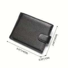 Men's Short Cow Leather Coin Purse Hasp Wallet