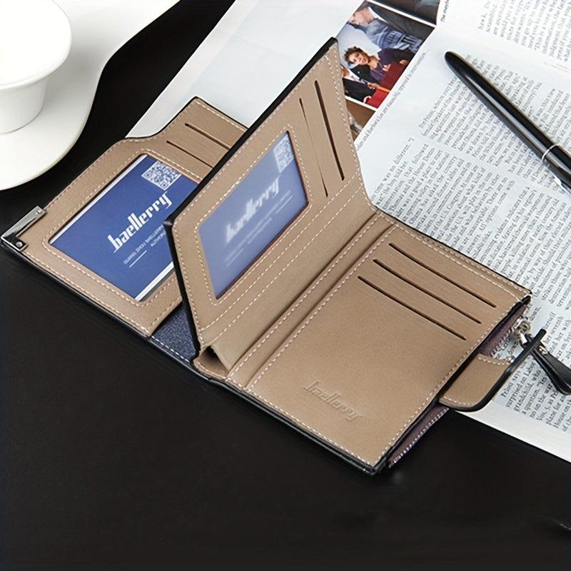 Men's Hasp Card Holder Short Wallet Leather Large Capacity Card Holder Vintage