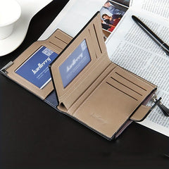 Men's Hasp Card Holder Short Wallet Leather Large Capacity Card Holder Vintage