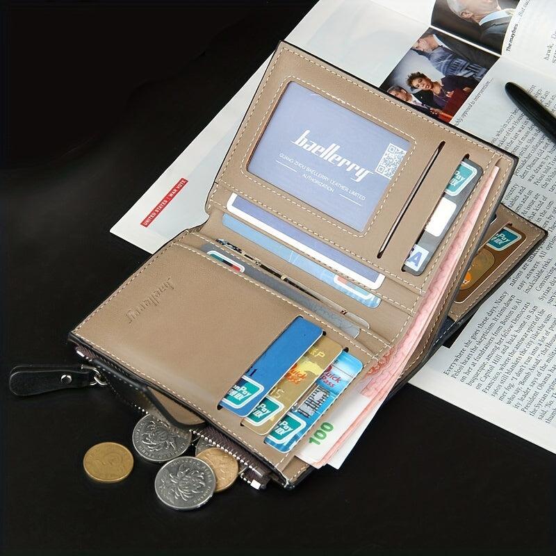 Men's Hasp Card Holder Short Wallet Leather Large Capacity Card Holder Vintage