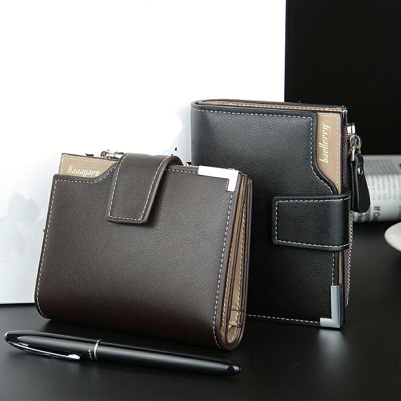 Men's Hasp Card Holder Short Wallet Leather Large Capacity Card Holder Vintage
