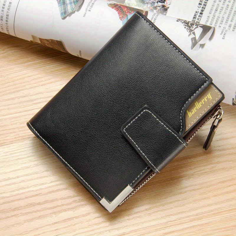 Men's Hasp Card Holder Short Wallet Leather Large Capacity Card Holder Vintage