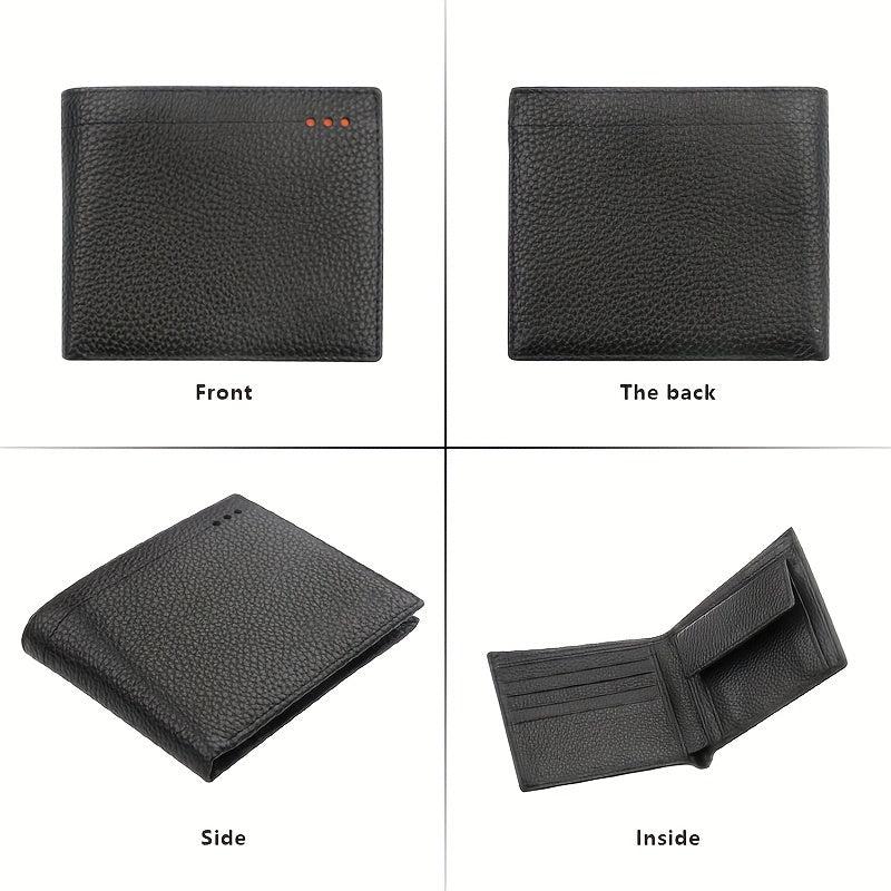 Men's Leather Short Wallet Money Clip RFID Anti theft card