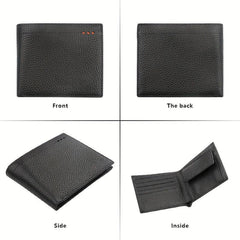 Men's Leather Short Wallet Money Clip RFID Anti theft card