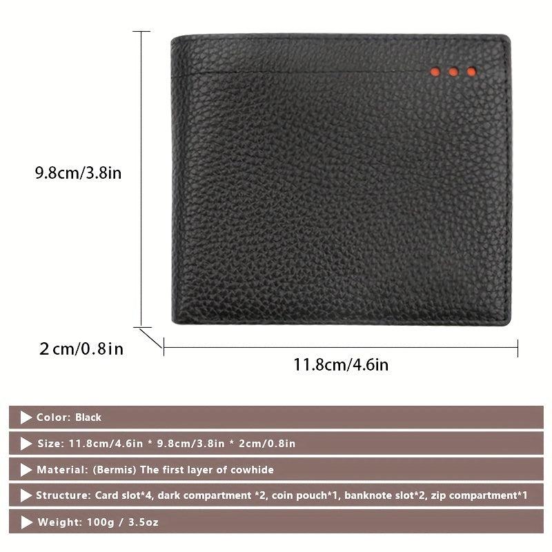 Men's Leather Short Wallet Money Clip RFID Anti theft card